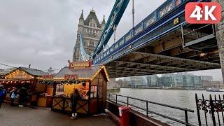 LONDON Christmas WALK TOUR  LONDON BRIDGE  [4K]