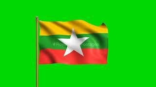 Myanmar National Flag HD | World Countries Green Screen Flag animation loop | Royalty Free Footages