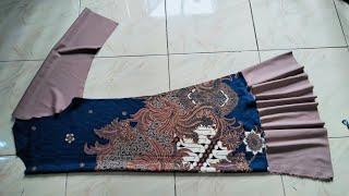 JAHIT GAMIS KOMBINASI KAIN DAN BATIK MODEL SERUT LUAR #sewing#kerajinantangan#diy