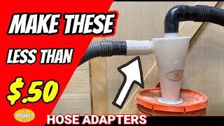 Shop vac dust collection system with homemade adapters