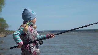 Little Girl Fishing Stock Video