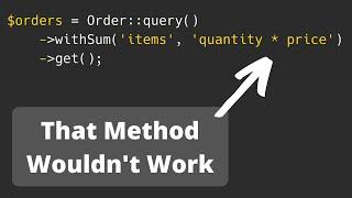 Eloquent withSum Extra Calculation: SubSelect with Raw Query