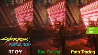 Cyberpunk 2077 Phantom Liberty - Ray Tracing vs Path Tracing On vs Off | RTX 4080 4K DLSS 3.5