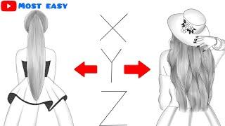 2 Easy Girl backside drawing | Girl drawing easy step by step | Beautiful girl drawing for beginners