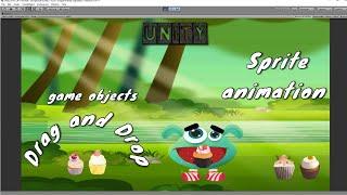 Drag and drop game objects(cupcakes) and sprite animation in Unity