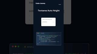 Textarea Auto Height #html #css #javascript