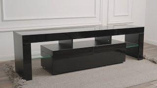 WLIVE | Black TV stand with led lights Assembly 2021