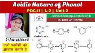 Acidic Nature of Phenol || L-2 Unit-2 || Pharmaceutical Organic Chemistry