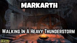 Skyrim, A Walk Around Markarth - Heavy Rain & Thunderstorm - Night Time Ambience To Help You Sleep.