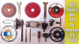 All Tools of 775 DC Motor, Cutting, Grinding, Drilling, Polishing, 24v 5 Amps Test