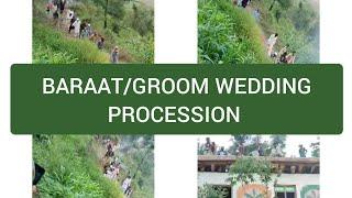 BARAAT/GROOM WEDDING PROCESSION WITH RELATIVES TROOPS GOING TO BRIDE HOUSE W/INSTRUMENTSMUSICFIRING