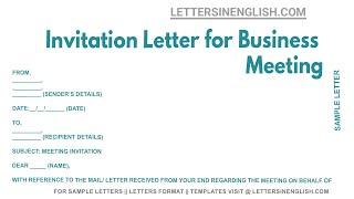 Invitation Letter For Business Meeting - Sample Letter of Invitation for Business Meeting