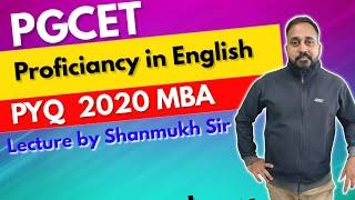 PGCET | MBA | MCA | Proficiency in English | Previous year question paper | 2020