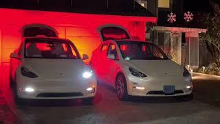 Dueling Teslas - Dance off to Michael Jackson's "Beat It" - Custom Light Show