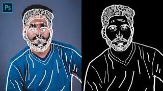 How to create Outline Portrait Effect in Photoshop in Hindi. Sketch Drawing and Painting Hindi