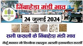 आज 24 जुलाई 2024 के सभी फसलों के निंबाहेड़ा मंडी भाव|Nimbahera mandi bhav today 24 July 2024