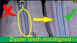 Zipper misalignment - teeth not interlocking correctly -misaligned slider -teeth raised sticking out