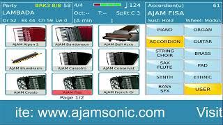 Song: Lambada (Kaoma: biggest hit end 1989) with Ajamsonic accordion sounds played on a Ketron SD9.