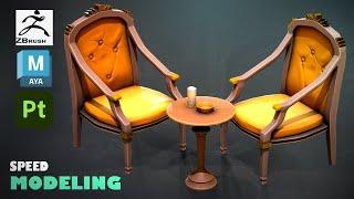 Stylized Chair in Maya 2025, Zbrush, and Substance Painter