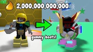 Rich Noob Got Gummy Boots & Demon Mask! 2 Trillion Honey & 48 Bees - Bee Swarm Simulator Roblox