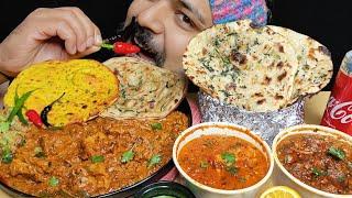 PANEER BUTTER MASALA, CHOLE, CHAAP MASALA, CHICKEN MASALA & BUTTER NAAN EATING | Indian Food Mukbang