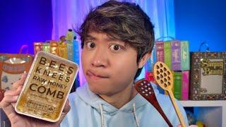 Eating Honey Comb and Honey Spoon  ASMR Satisfying Eating Sounds