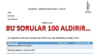 10.SINIF FELSEFE 1.DÖNEM 2.YAZILI