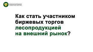 Как стать участником биржевых торгах лесопродукцией на внешний рынок