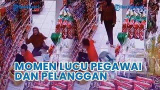 Momen Lucu Pegawai Minimarket Terjungkal, Pembeli Malah Ikut Ngakak