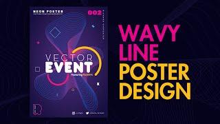 Stunning Wavy Line Poster Design in Adobe Illustrator