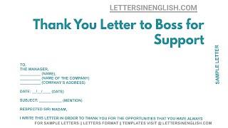 Thank You Letter To Boss For Support – Thank You Letter to Boss
