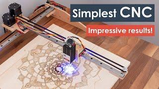 How I built the Simplest CNC Machine with minimum parts possible | DIY Laser Engraver