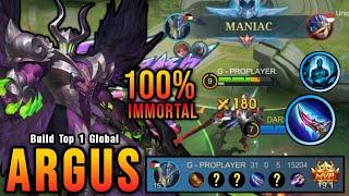 31 Kills + MANIAC!! MVP 19.1 Points Argus Best Build 100% IMMORTAL - Build Top 1 Global Argus ~ MLBB