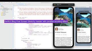 SwiftUI Blog Post Screen Stretchy header with parallax scrolling effect ContentView.swift