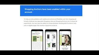 You have been auto-enrolled in AdSense Shopping Anchors Optimization Lab