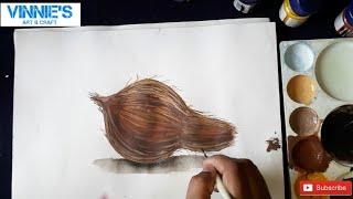 ART IT IS: How to paint coconut in poster colours step by step for elementary and intermediate grade