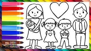 Drawing And Coloring A Family Of 5  Drawings For Kids