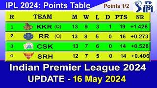 IPL 2024 POINTS TABLE - UPDATE 16/5/2024 | IPL 2024 Table List