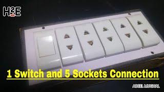 1 switch and 5 sockets connection /How To Make An Electric Extension Board at home / h2e