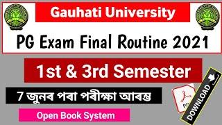 Download Gauhati University PG 1st & 3rd Sem Exam Routine 2021 | PG Exam Routine Gauhati University