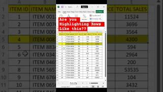 Excel Tricks | Interview Questions | Auto Highlight Rows in MS Excel #shorts #excel #data