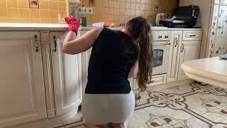 ASMR Cleaning the kitchen in rubber gloves