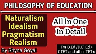 Schools of Philosophy |Naturalism Idealism Pragmatism Realism |For B.Ed D.El.Ed CTET and TET's