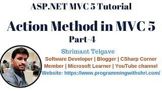 (#4) Action Method in MVC 5 | MVC 5 tutorial for beginners in .net c#