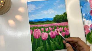 Acrylic painting tulip flowers/ acrylic painting tutorial/ acrylic painting for beginners tutorial