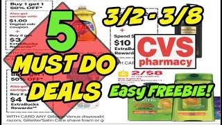 5 MUST DO CVS DEALS (3/2 - 3/8) | Easy FREEBIE & More!