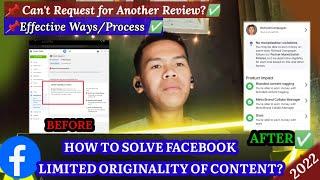 How to SOLVE @facebookapp Limited Originality of Content? Effective Ways | Process