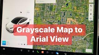 Tesla Model Y LR How to Change Grayscale Map to Arial View