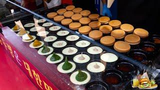  Korean Street Food - ONLY in Korea! 5 Flavors Chinese Red Bean Cake, EAT IN LINE