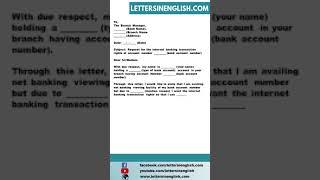 Request Letter to Bank for Net Banking Transaction Rights